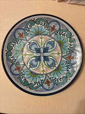 Melamine Serving Plate in Teal, Blue and Green - 14 inches wide